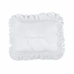 Oasis 9 in., White Atlantic Rectangle Pillow Satin Ruffle