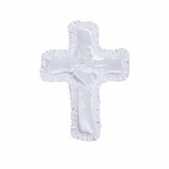 Oasis 13 in., White Satin Edge Atlantic Cross Pillow