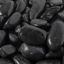 Rain Forest 2 in. to 3 in., 20 lb. Large Black Super Polished Pebbles -Southwest Boulder Online Shop rain forest bagged landscape rocks rfbrps3 20 c3 1000